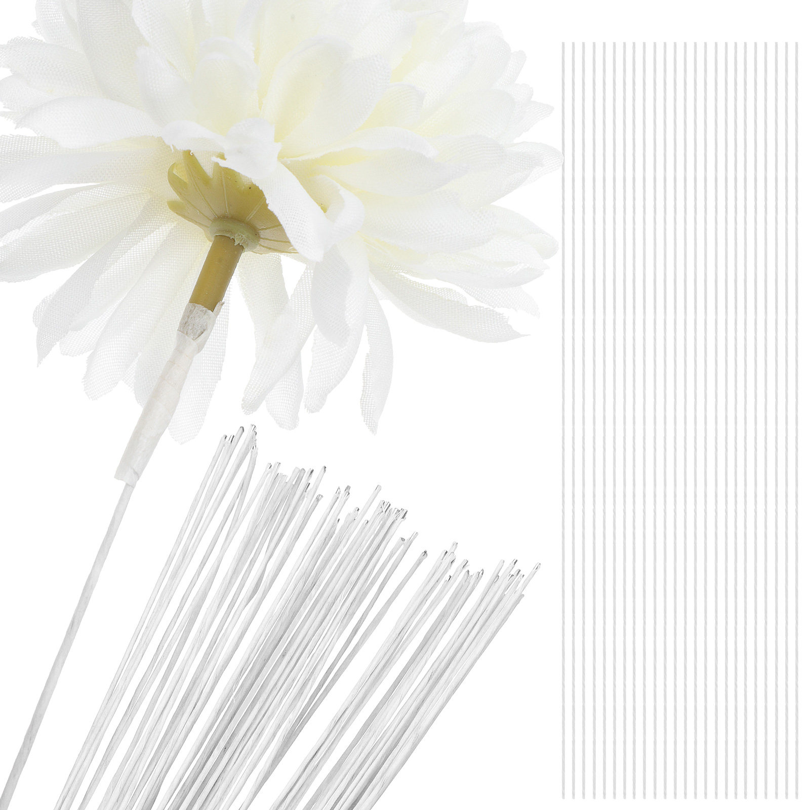 Wire Stem Florist - 100Pcs Floral Wire Stems Iron Flexible