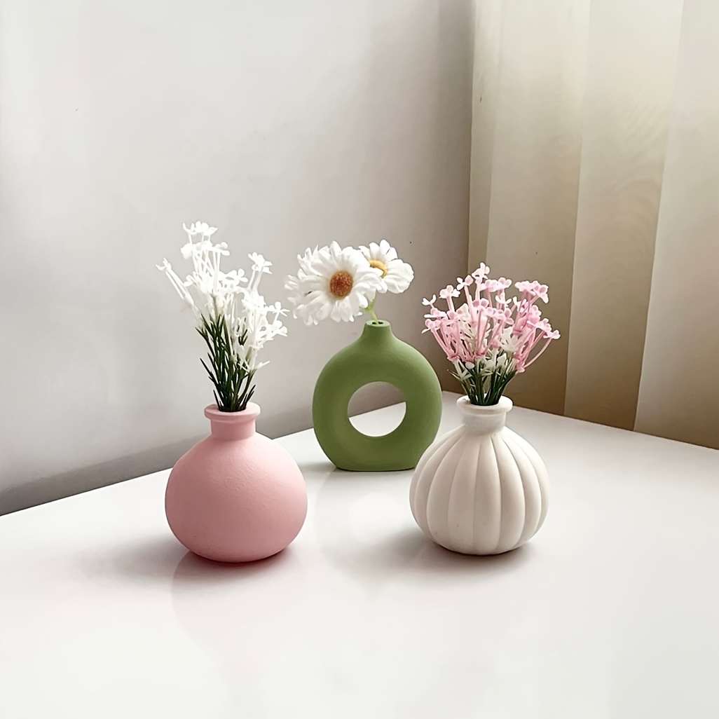 Florist Supply Vases - Resin Silicone Mold 2pcs Striped Round