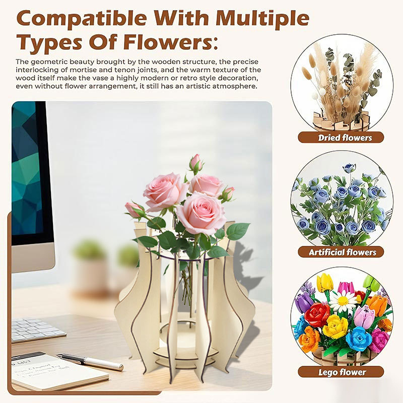Wooden Puzzle Vase For Bouquet - Florist Supply Vases review and price
