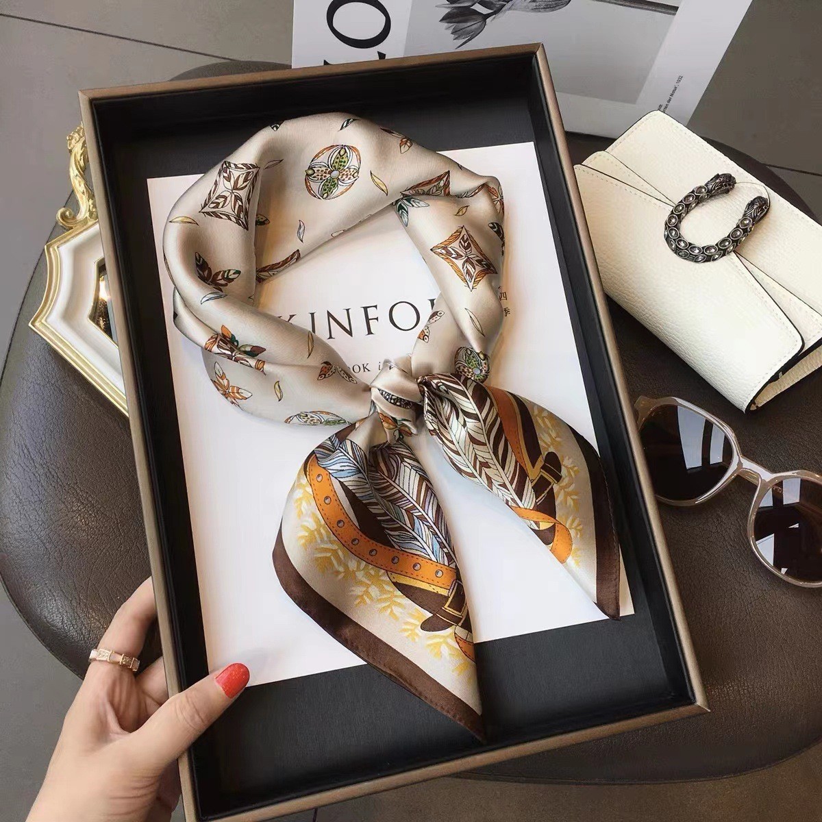 Luxury Fashion Print 70*70cm S - Ribbon Wired Satin review and price