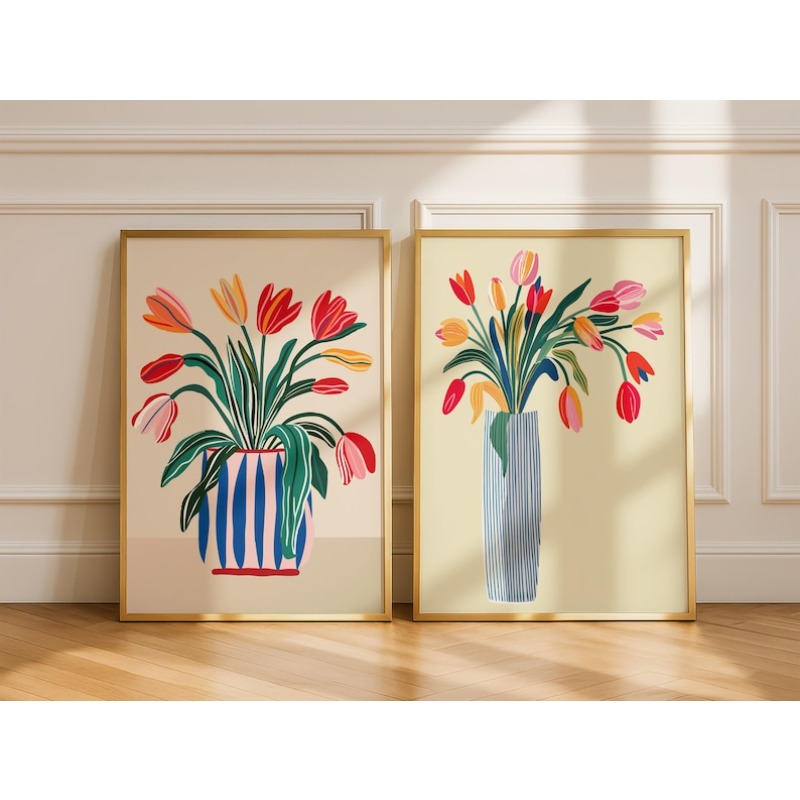 2pcs Tulip Flowers Canvas Wall - Florist Supply Vases review and price