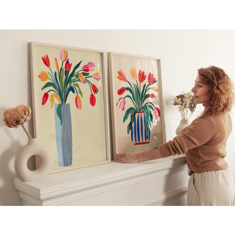 2pcs Tulip Flowers Canvas Wall - Florist Supply Vases review and price